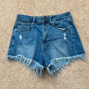 Good American High Rise Cutoff Denim Shorts